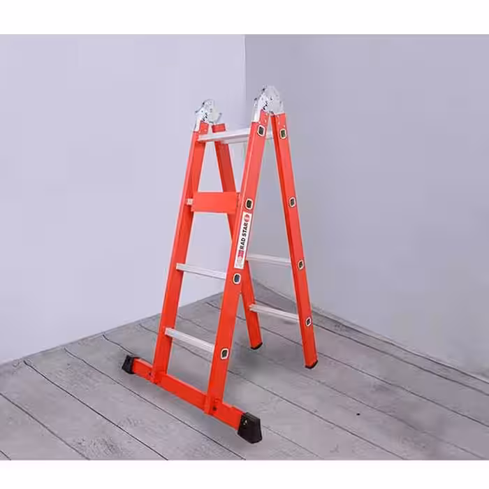 نردبان فراز پله مدل قفل دار 14 پله دو تکه 4متری