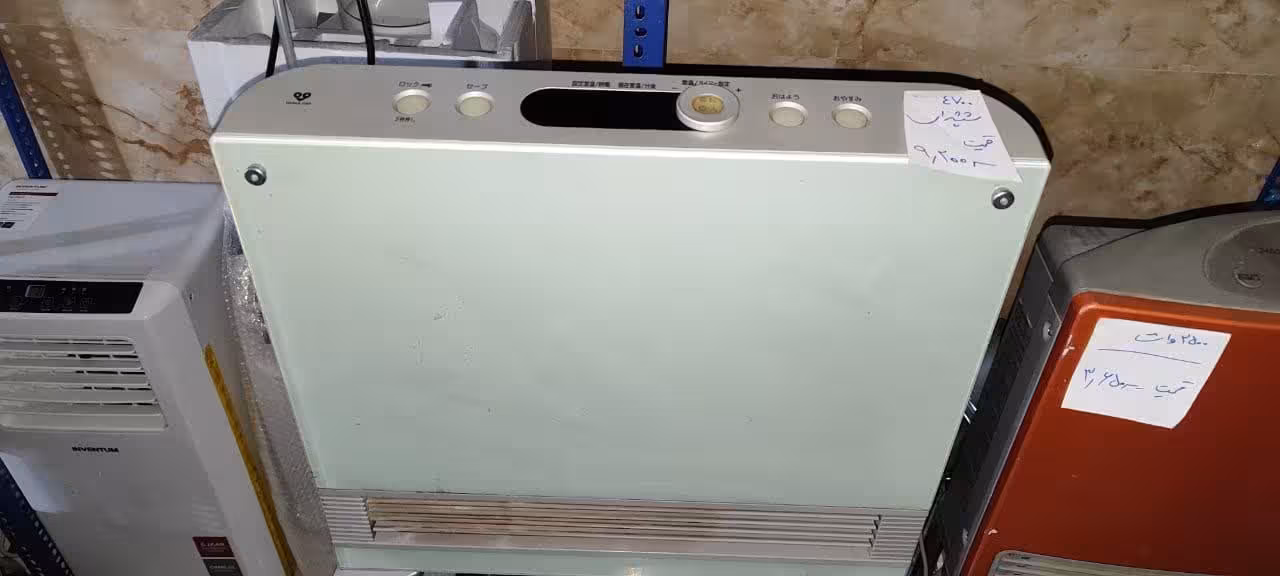 بخاری گازی برقی شیشه ای   4700     OSAKA rinnai toho saibu  japan brand دست دوم