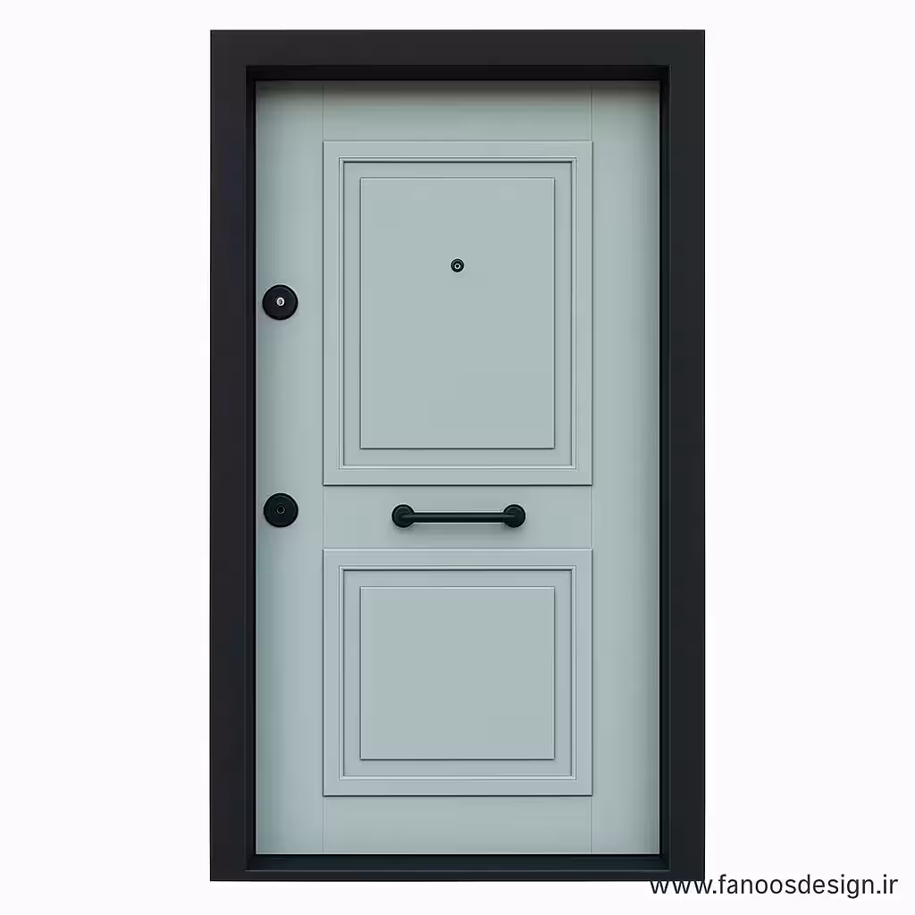 درب ضد سرقت سبز روشن با قاب مشکی کلاسیک مدل دو قاب  کد 30187