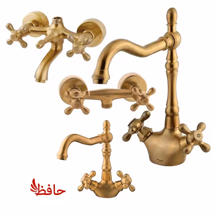 ست شیرالات شودر مدل باروک پلاس طلایی مات