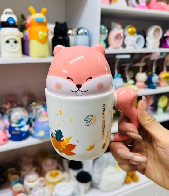 ماگ سرامیکی در دار طرح سنجاب2