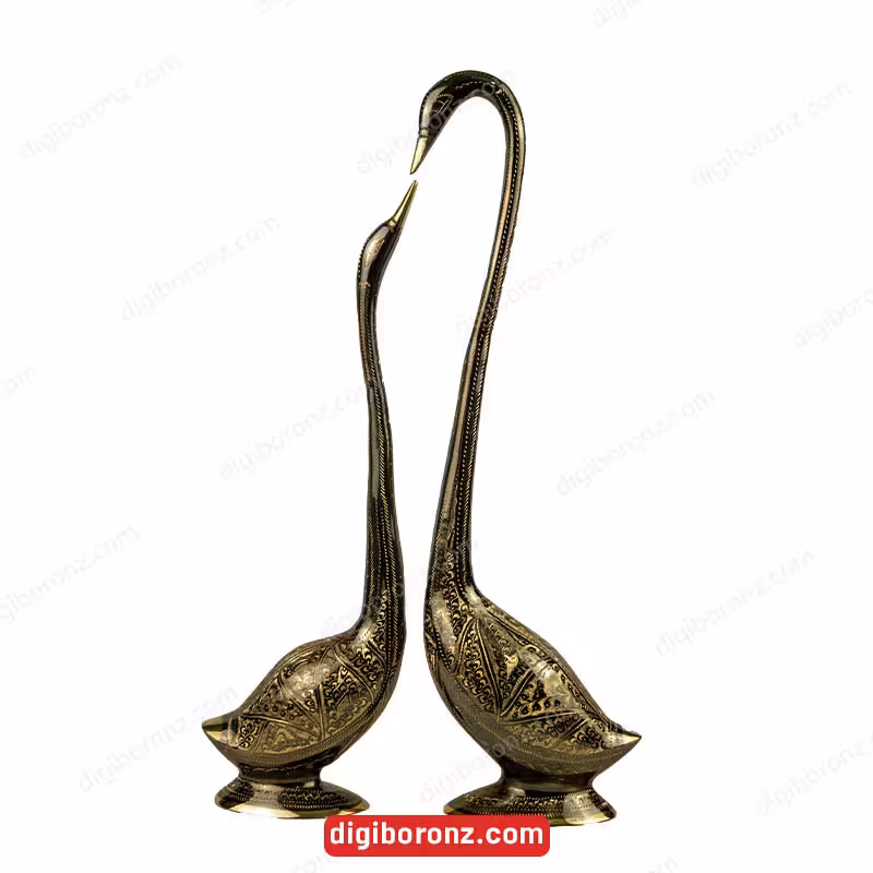 مجسمه برنجی برنزی مدل درنا جفتی سایز 16 اینچ