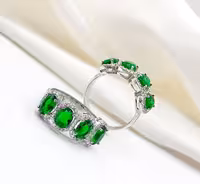 انگشتر زمرد جواهری نقره زنانه کد 10353