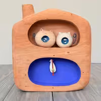 ساعت رومیزی گربه دو مجسمه طرح دو