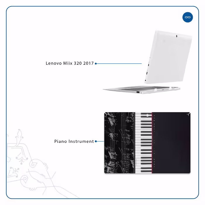 برچسب پوششی ماهوت مدل Piano-Instrument مناسب برای تبلت لنوو Miix 320 2017