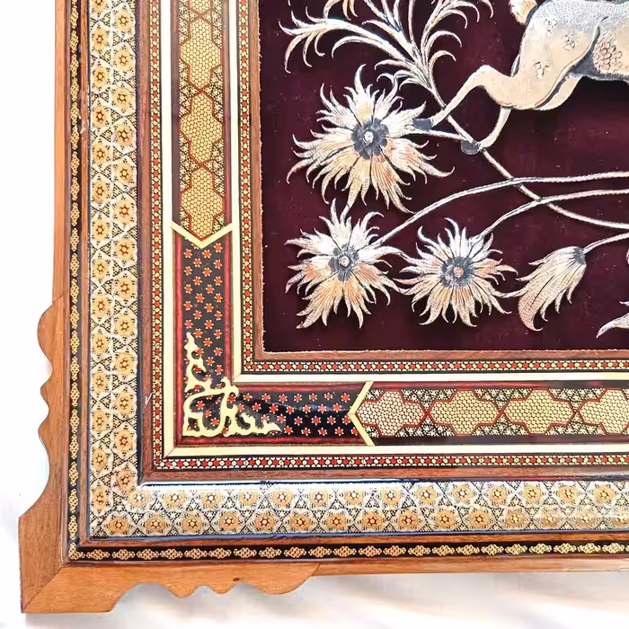 تابلو قلمزنی طرح گل و مرغ کد 4080