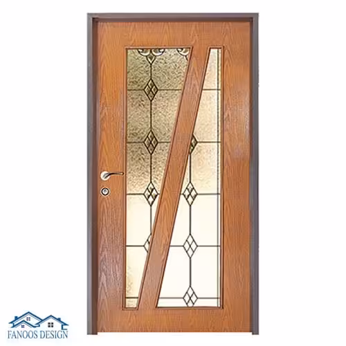 درب چوبی با طراحی خاص شیشه خور کد 020