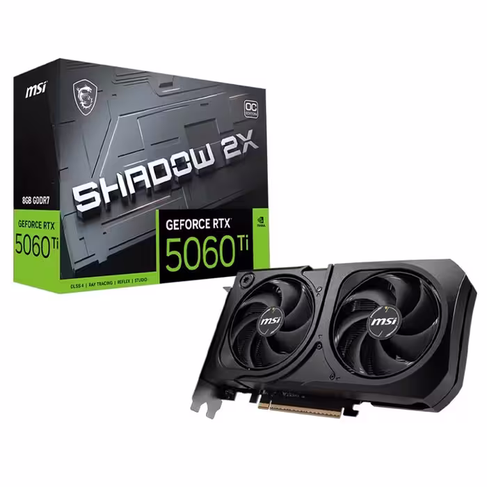 کارت گرافیک ام اس آی مدل GeForce RTX 5060 Ti SHADOW 2X OC Plus با ظرفیت 8 گیگابایت از نوع GDDR7