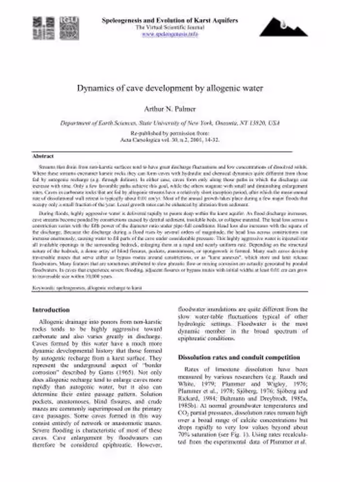 خرید و دانلود نسخه کامل کتاب Dynamics of cave development by allogenic water