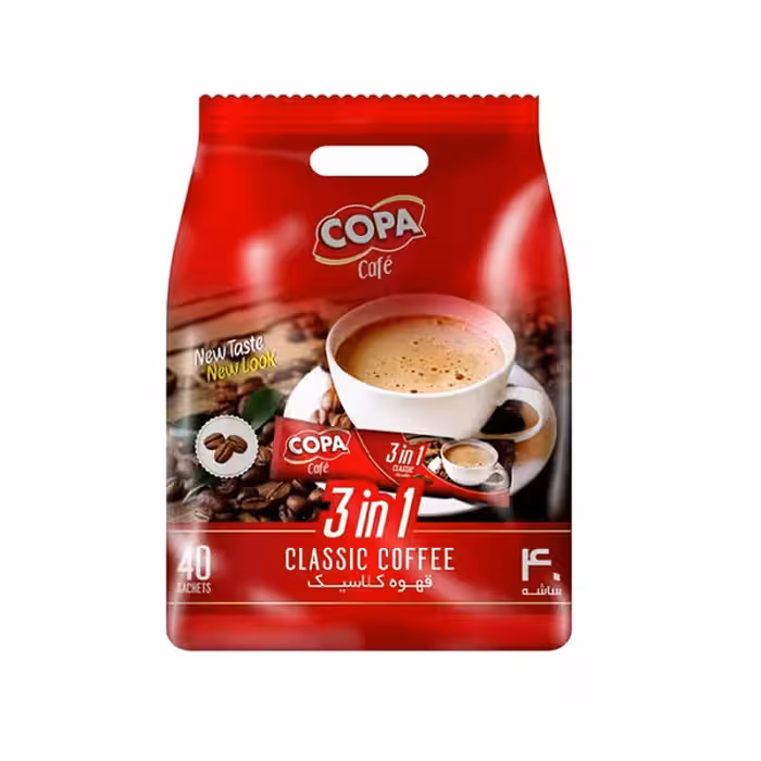 قیمت و خرید قهوه فوری کلاسیک کوپا مدل 3 در 1 بسته 40 عددی
