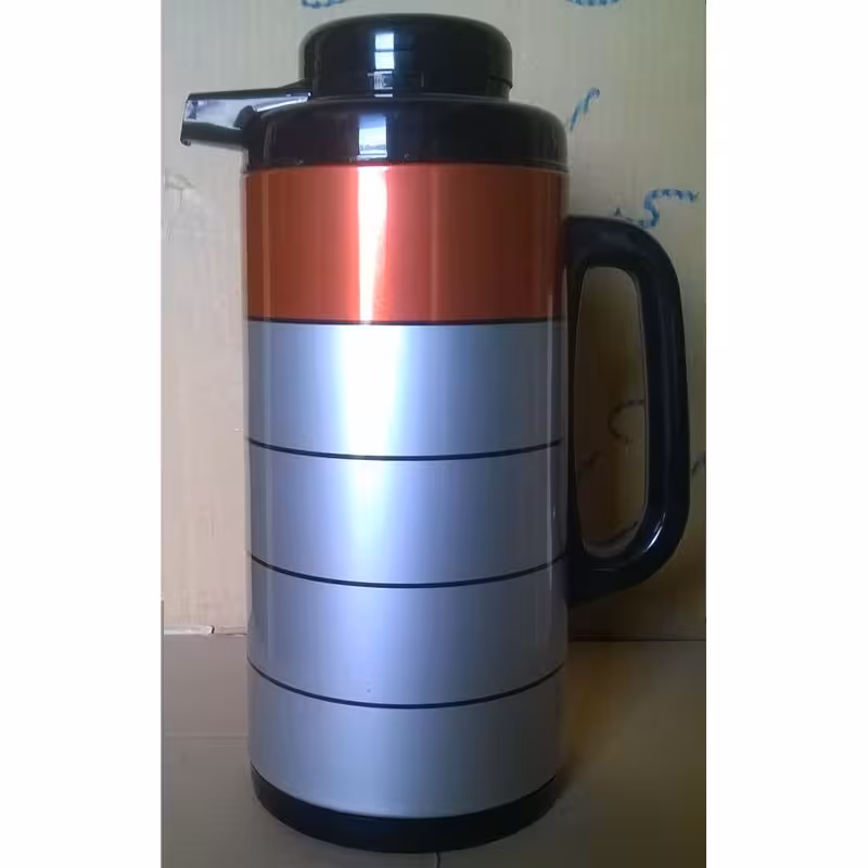 فلاسک 1 لیتر بدنه فلزی سرپیچ طرح دار شیشه سفید رجال - طرح 6 