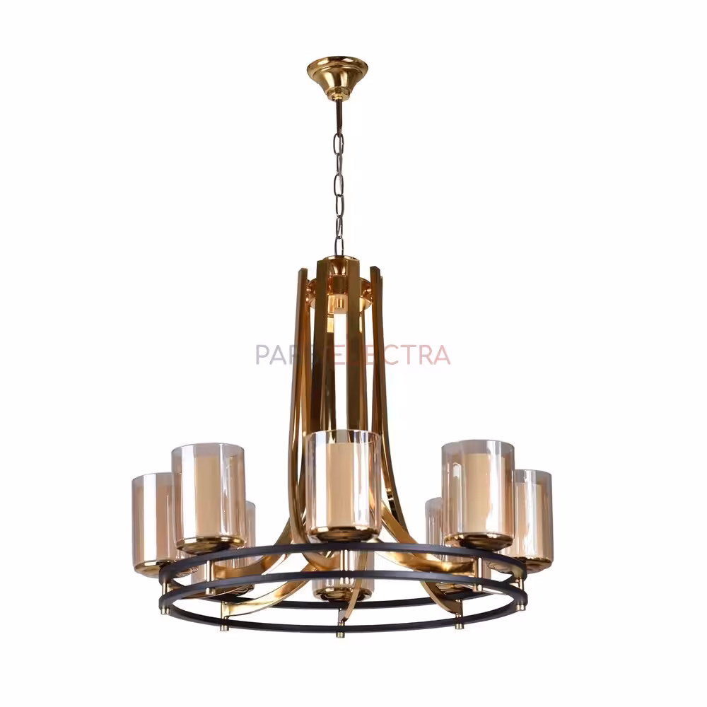 لوستر 8 شعله حباب خارجی ابکاری 7728/8 (MH)