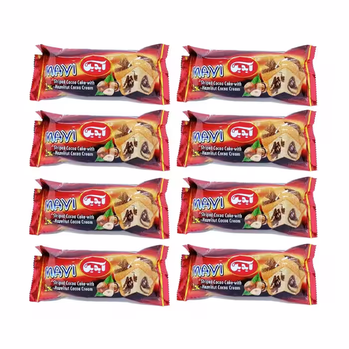 کیک دوقلو ماوی آیدین 50 گرمی بسته 36 عددی