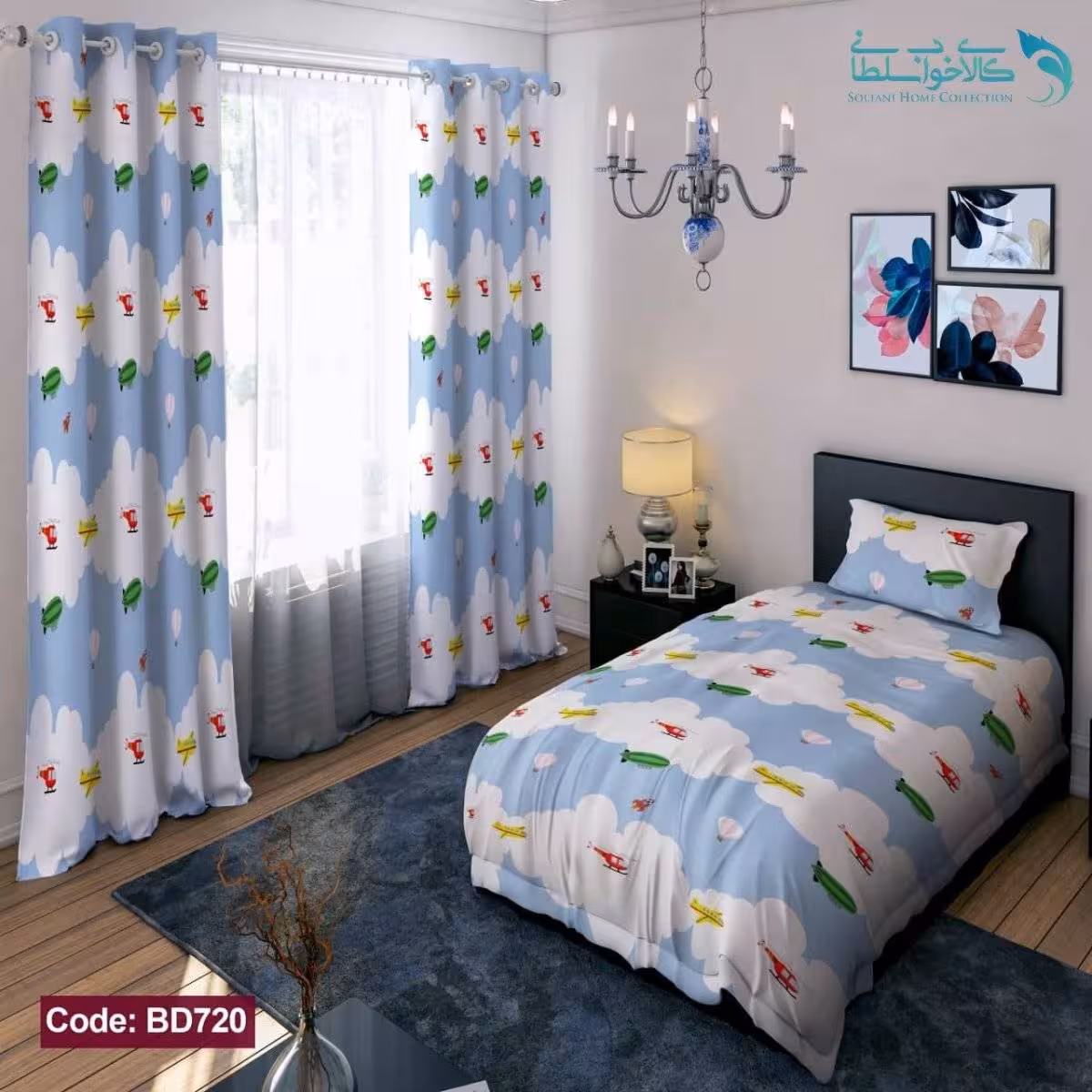 روتختی طرح ابری یکنفره کد BD720