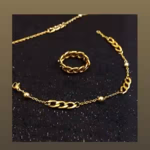 ست دستبند و انگشتر کارتیر استیل رنگ ثابت تضمینی