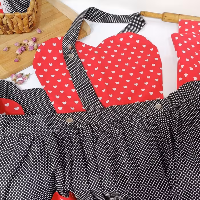 پیشبند یاس دامن چین ضدآب دو لایه جنس رویه کتان نخ آستر پیشبند پارچه شمعی درجه یک