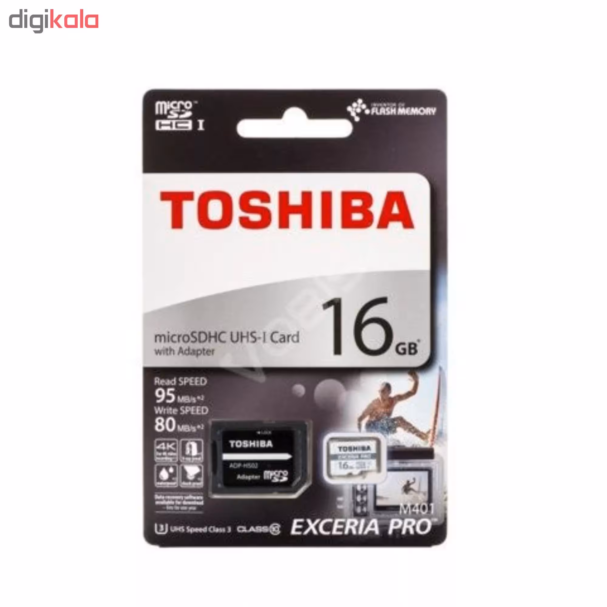 کارت حافظه microSDHC توشیبا مدل M401 کلاس 10 استاندارد UHS-I U3 سرعت 95MBps ظرفیت 16 گیگابایت