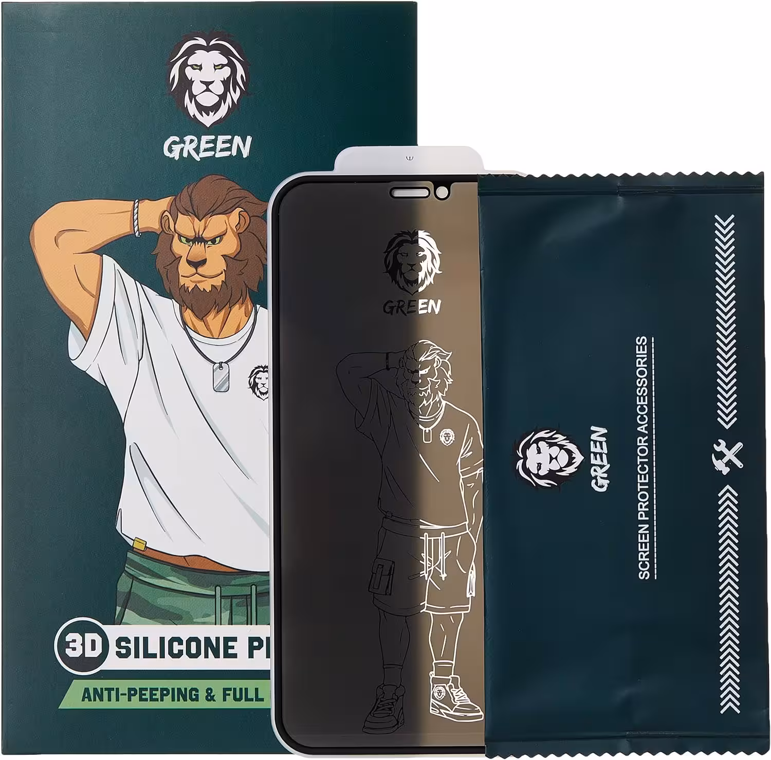 گلس GREEN سیلیکون سه بعدی   شیشه HD مناسب iPhone11/XR