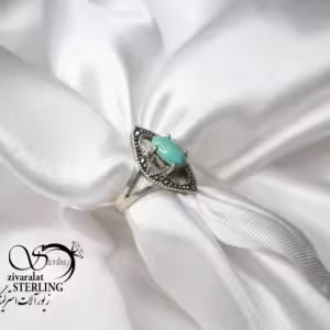 انگشتر نقره زنانه با سنگ فیروزه نیشابور