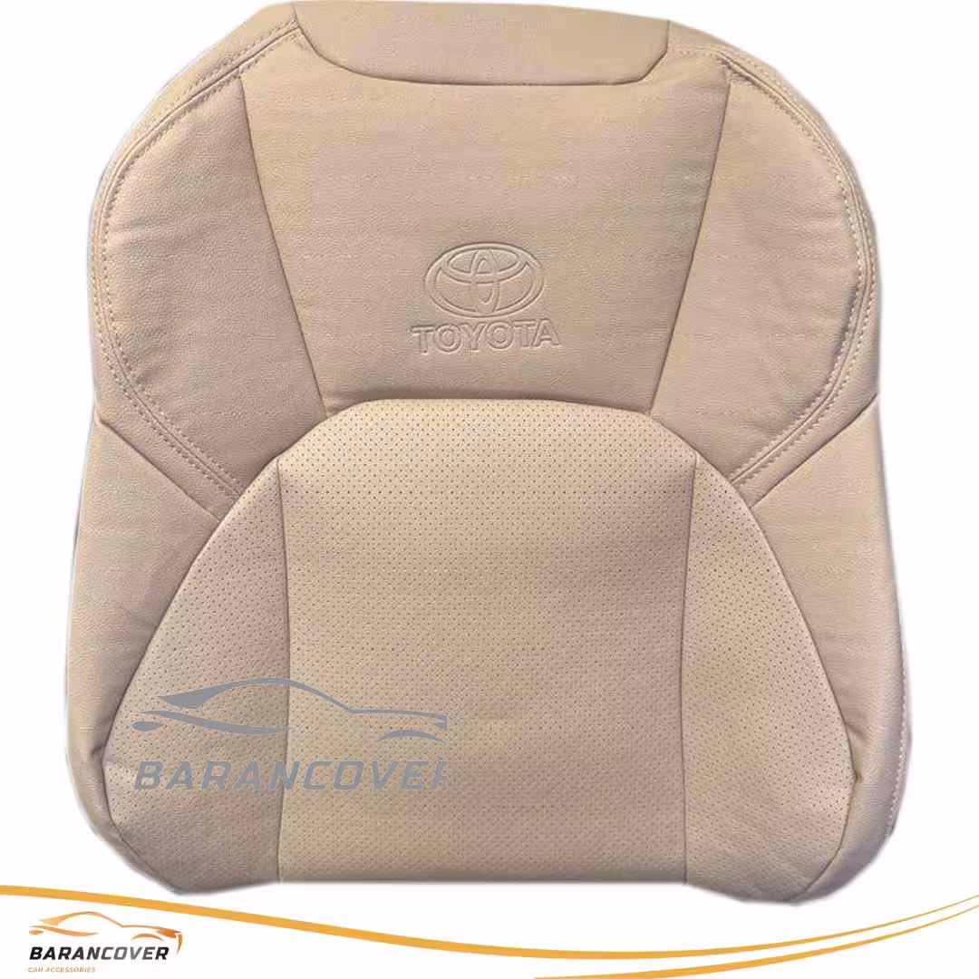 روکش صندلی تویوتا کمری 2024-2025 چرم وسط سوزنی رنگ کرم زرد