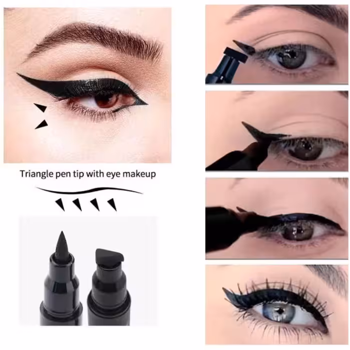 خط چشم استامپی دوطرفه مدل مثلثی دنباله دار ترند اینستاگرام