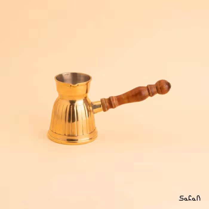 قهوه جوش برنجی طلایی بدون در مدل لاین سایز 1