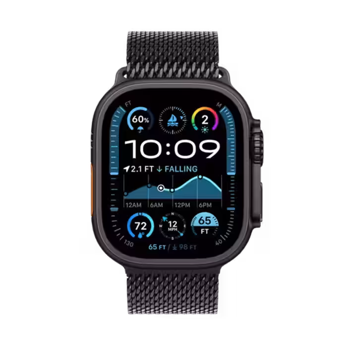 اپل واچ مدل اولترا نسل 2 تیتانیومی مشکی با بند میلانس مشکی 2024