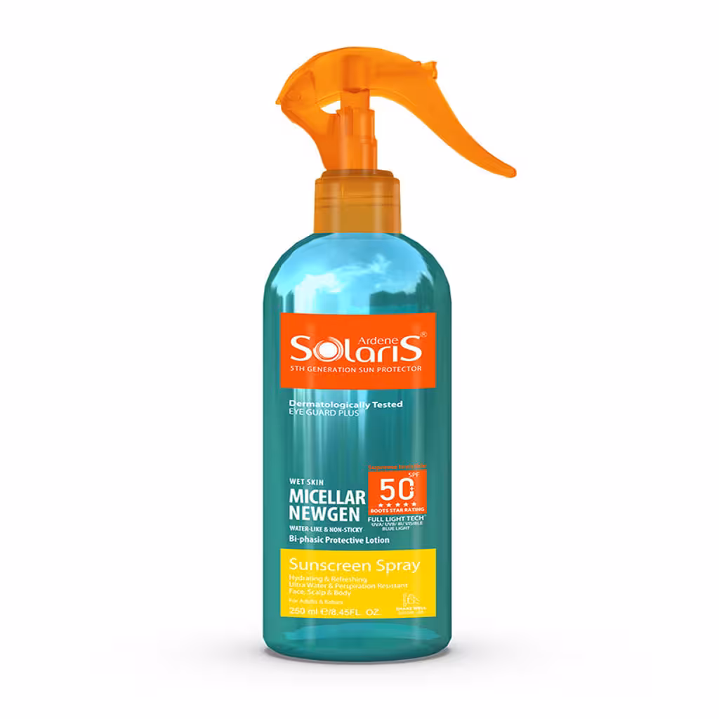 اسپری ضد آفتاب دوفاز میسلار نیوژن SPF50 حجم 250 میلی لیتر آردن سولاریس Ardene Solaris
