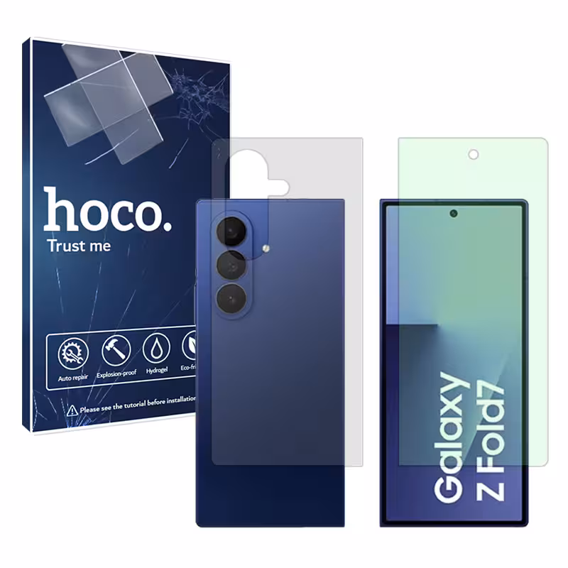 گلس سامسونگ Galaxy Z Fold7 مدل هیدروژلی گرین لایت به همراه محافظ پشت برند هوکو کد SS