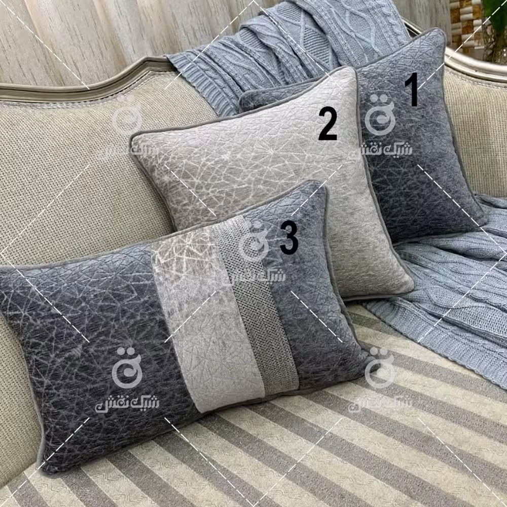 کاور کوسن مخمل طرح شهرزاد کد 5 (طوسی تیره و روشن)