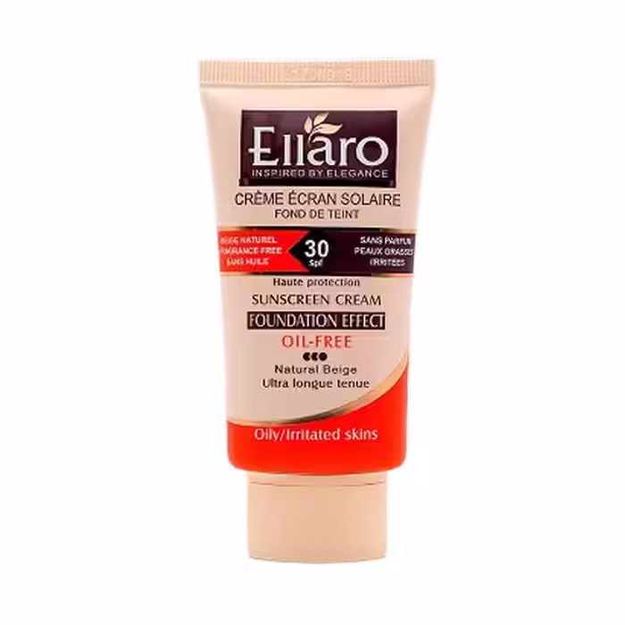 کرم ضد آفتاب SPF 30 با پوشش کرم پودری فاقد چربی بژ طبیعی برند الارو