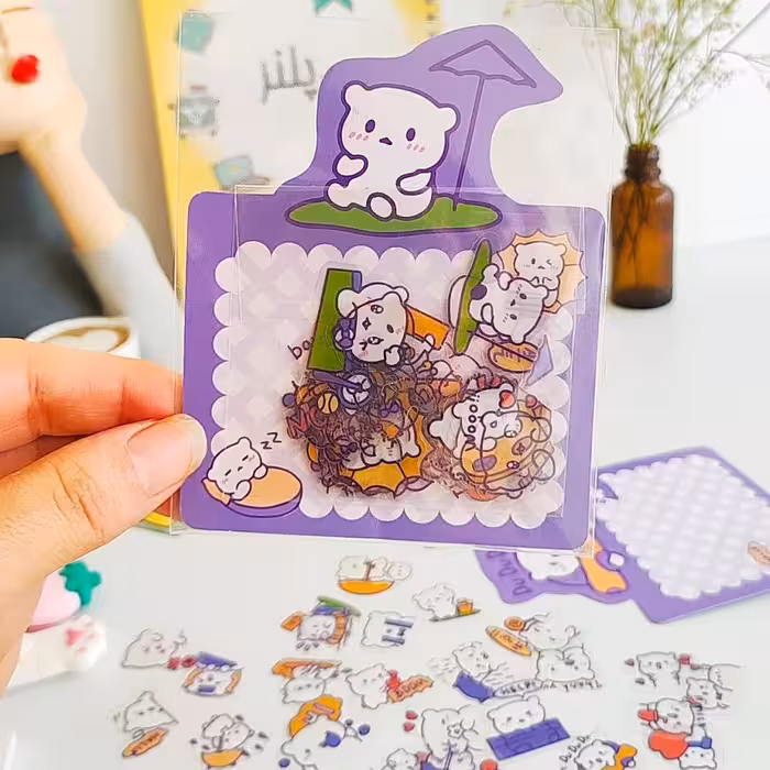 استیکر شفاف طرح حیوانات بسته 40 عددی