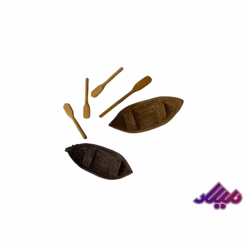 تزیینات قایق 4 سانت 2 تایی همراه 4 پارو (رنگ رندم)