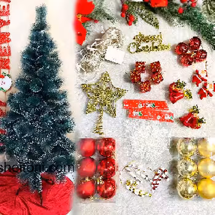 درخت کاج سوزنی 150 سانت نوک برفی با تزئینات کد 312