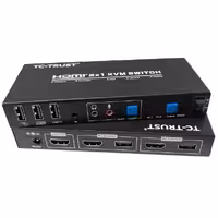 سوئیچ کی وی ام 2 خروجی دستی ریموت HDMI USB تی سی تراست مدل TC-KSW-21U
