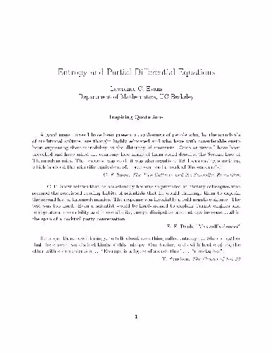 خرید و دانلود نسخه کامل کتاب Entropy and partial differential equations (lecture notes)