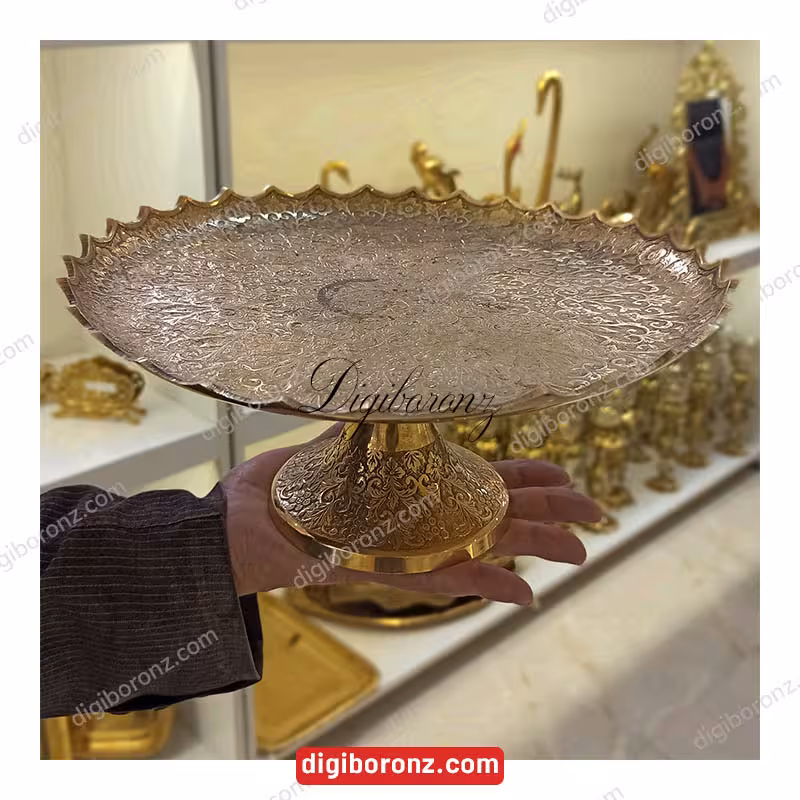 شیرینی خوری برنجی برنزی مدل مارشال 10 اینچ