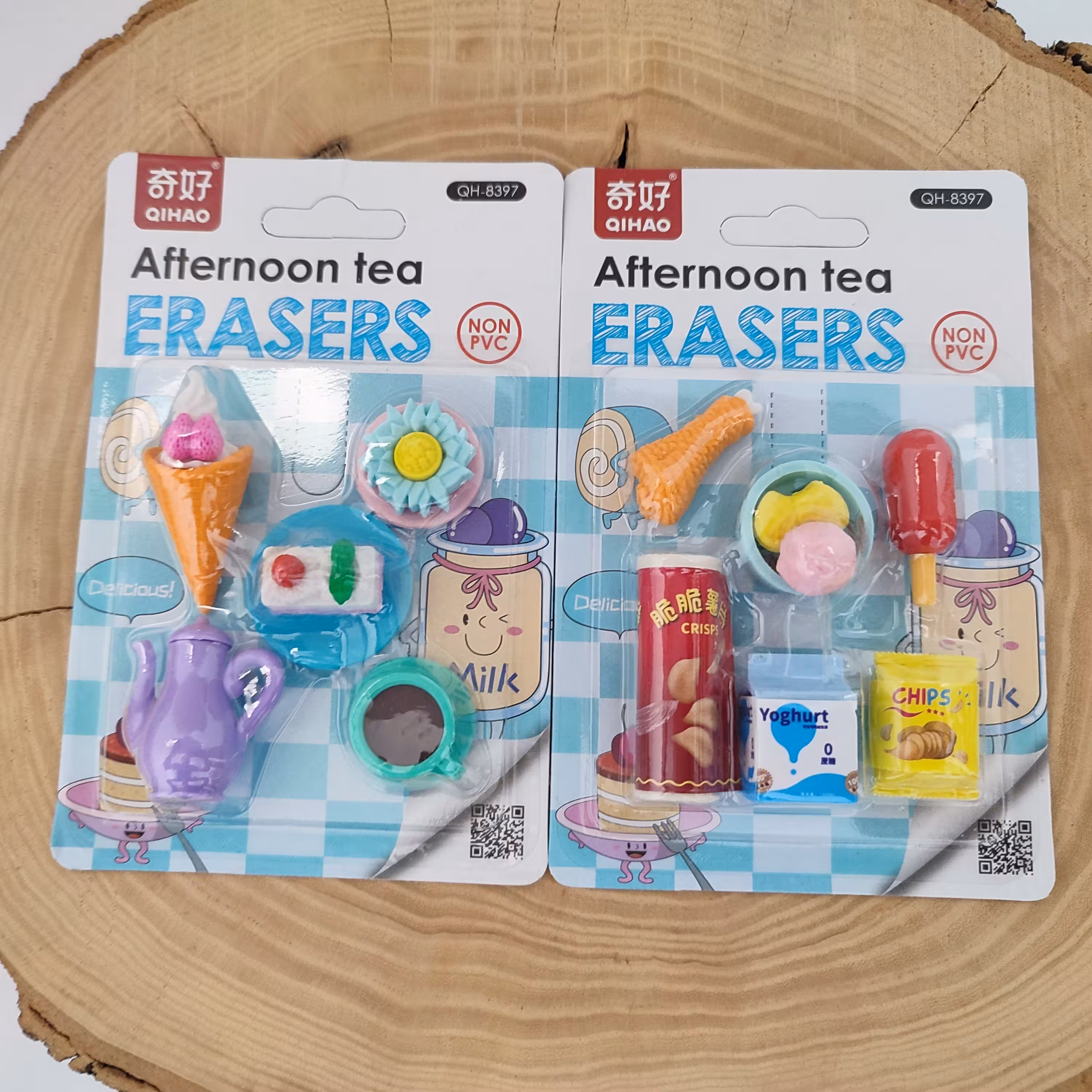 پاکن فانتزی پک خوراکی محصول qihao در دو طرح مناسب هدیه و کلکسیون پاک کن