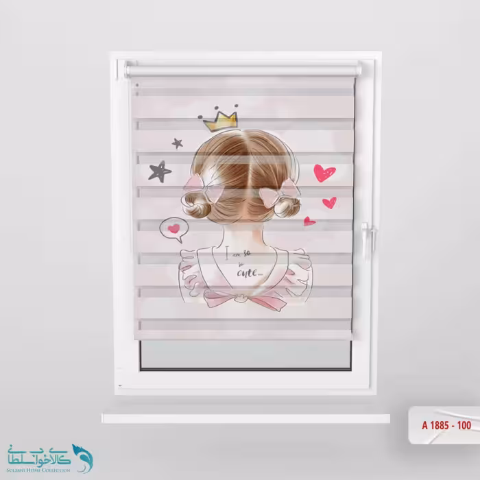 پرده زبرا اتاق کودک طرح دختر پاپیون صورتی کد A1885