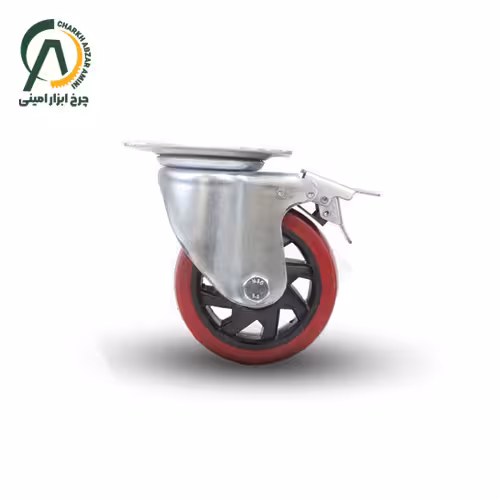 چرخ پلی آمید قرمز لوکس گردان ترمزدار قطر 75 میلی متر