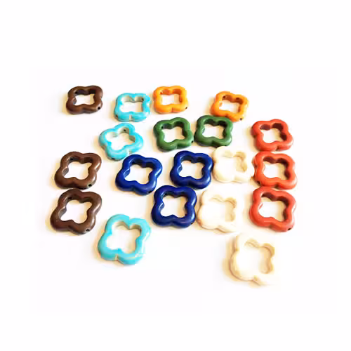 سنگ فیروزه طرح گل رنگی 2 cm بسته 20 عددی