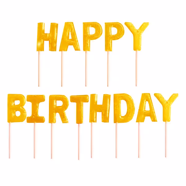 شمع تولد هپی برزدی زرد بسته 13 حرفی