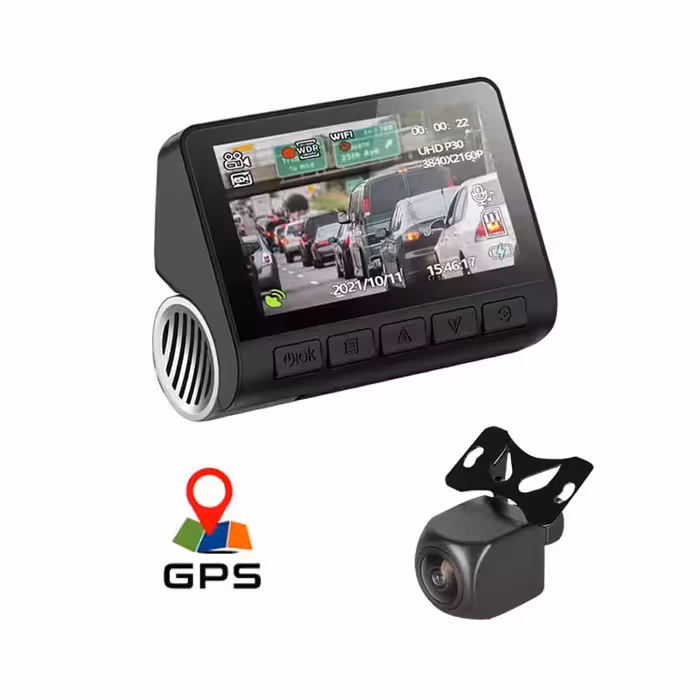 دوربین ثبت وقایع خودرو اتوویژن مدل HIS-4K WiFi GPS با دوربین عقب FHD و GPS اکسترنال - ایپکی