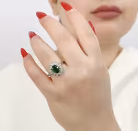 انگشتر زمرد جواهری نقره زنانه کد 11111