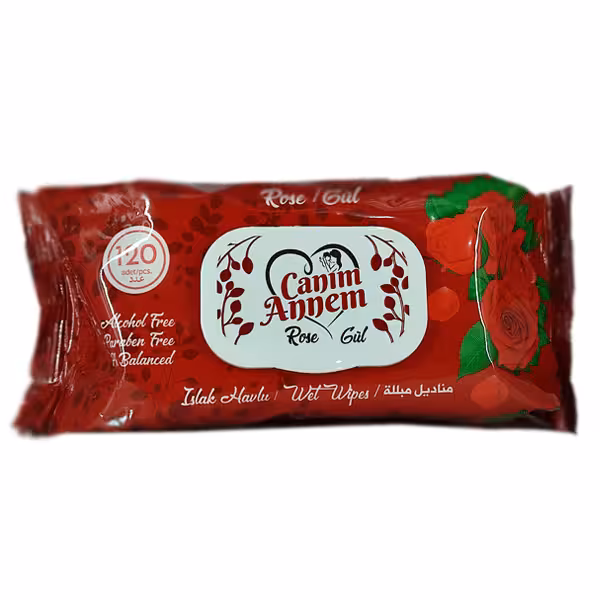 دستمال مرطوب جانیم آنم گل رز بسته 120 عددی