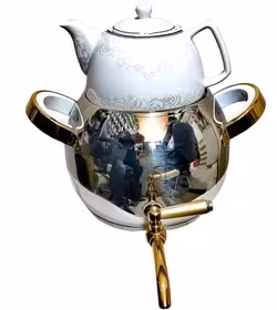 کتری طرح ترک دو قوری دسته دو تکه یراق طلا 4 لیتر (KST) کد 4050SG