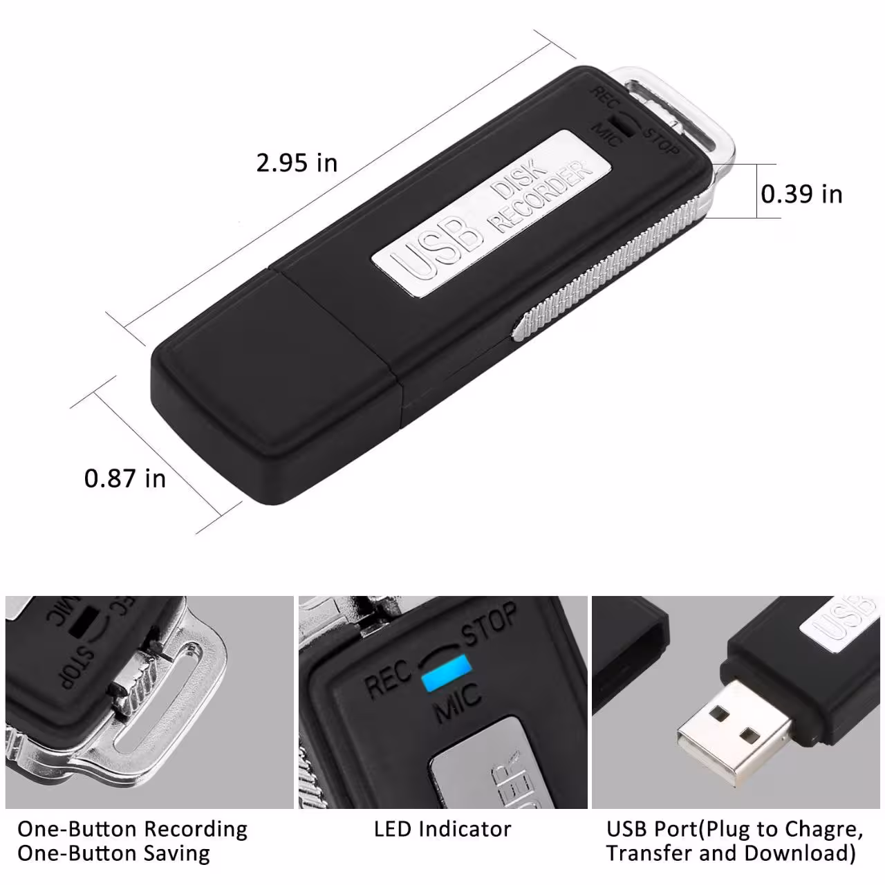 رکوردر صدا 16 گیگ طرح فلش (105 ساعت)
