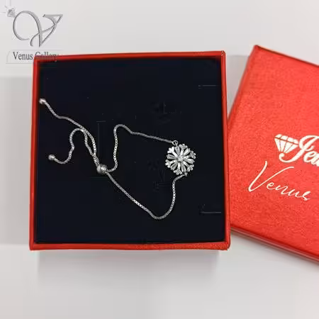 دستبند نقره زنانه طرح دونه برفی قفل آسانسوری کد 5769