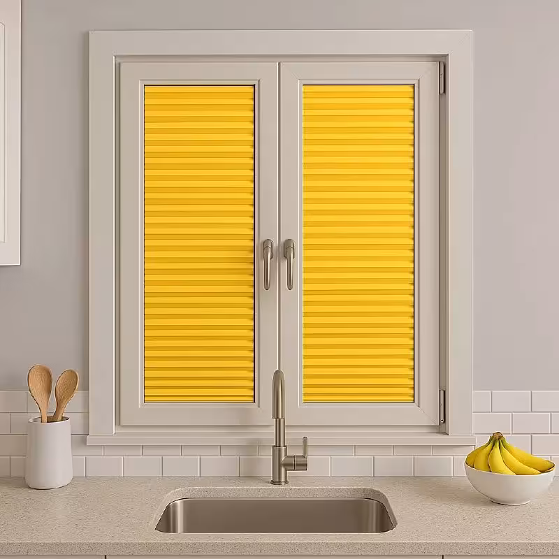 پرده پلیسه ساده زرد کد 1805