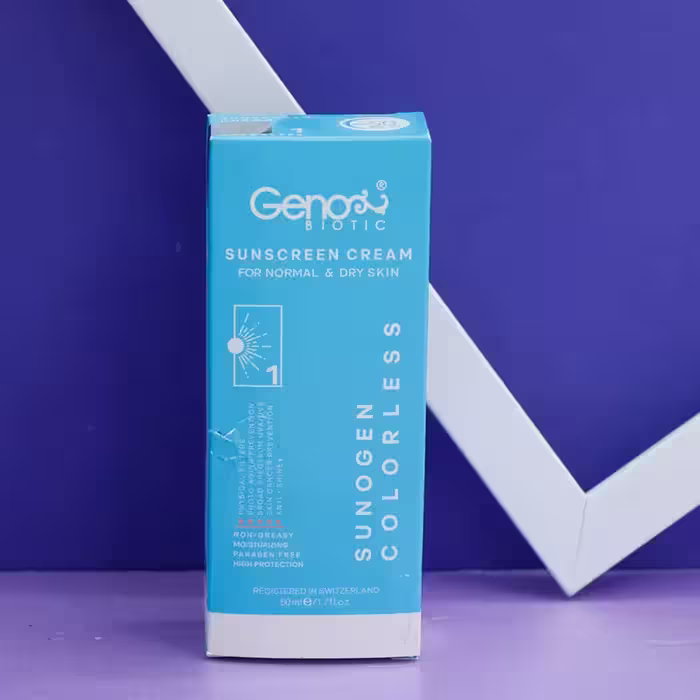 عمده فروشی کرم ضد آفتاب ژنوبایوتیک شماره 2 بی رنگ SPF50 مناسب پوست های خشک و معمولی 50میل 92226